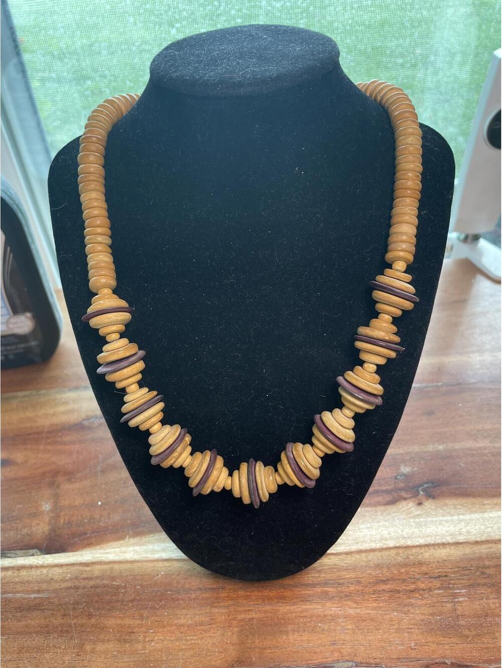 Vintage MCM Wooden Bead Necklace